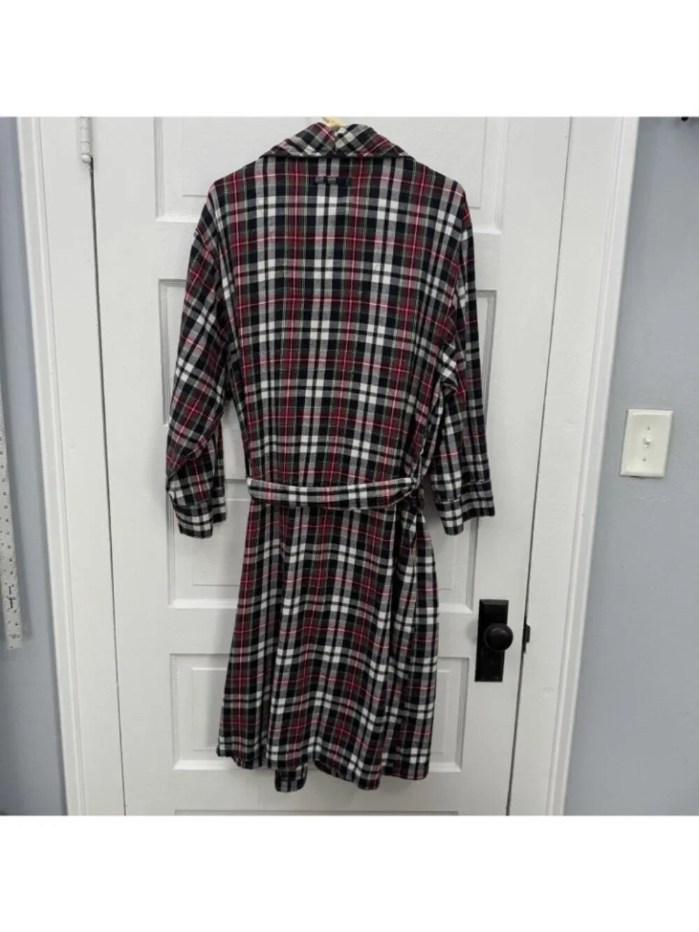 Nautica Sleepwear Mens L XL Plaid Cotton Belted Shawl Robe Pockets